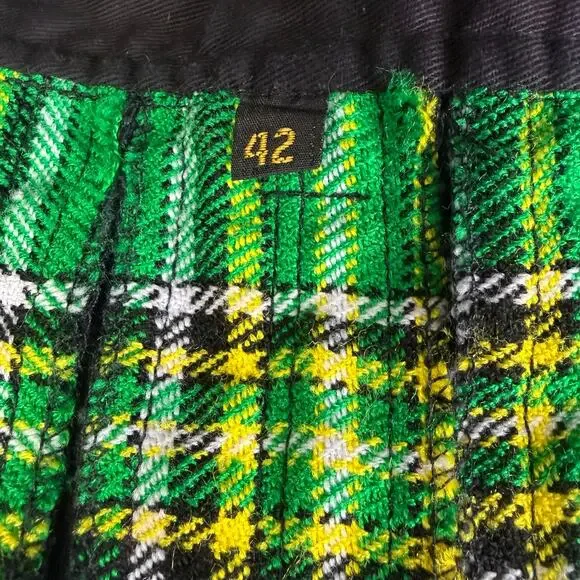 Tartan Green Plaid Pleated Hybrid Utility Kilt Sz XL - Picture 3 of 9